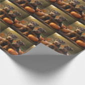 Airedale Welpe Herbst Kürbis Geschenkpapier (Ecke)