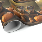 Airedale Welpe Herbst Kürbis Geschenkpapier (Rolleneckpunkt)