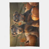 Airedale Welpe Herbst Kürbis Geschirrtuch (Vertikal)