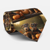 Airedale Welpe Herbst Kürbis Krawatte (Gerollt)
