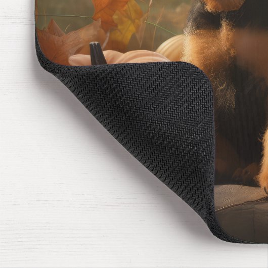 Airedale Welpe Herbst Kürbis Mousepad (Ecke)