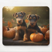 Airedale Welpe Herbst Kürbis Mousepad (Vorne)