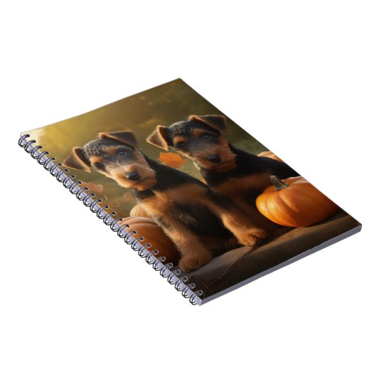 Airedale Welpe Herbst Kürbis Notizblock (Rechte Seite)