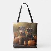 Airedale Welpe Herbst Kürbis Tasche (Rückseite)