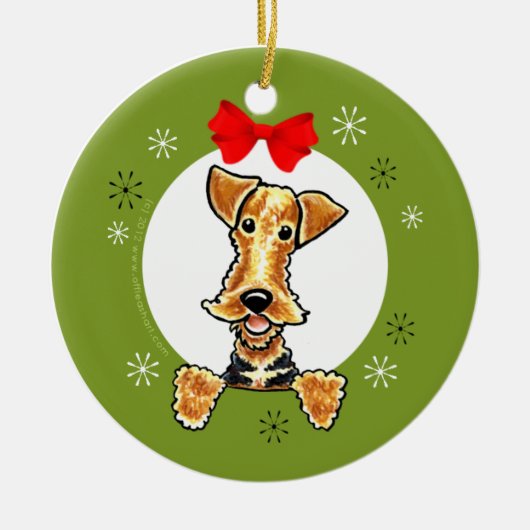 Airedale Welsh Terrier Christmas Classic Keramik Ornament (Vorne)