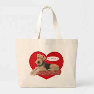 Airedale / Welsh Terrier Valentinstag Jumbo Stoffbeutel