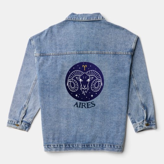 Aires Ram Zodiac Sign Design Denim Jacket Jeansjacke (Rückseite)