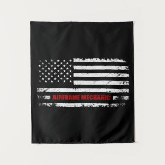 Airframe Mechanical Aviation American Flag Wandteppich