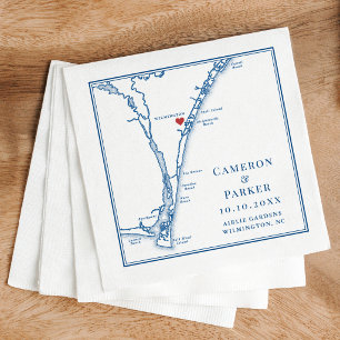 Airlie Gardens Hochzeit Navy Wilmington NC Karte Serviette