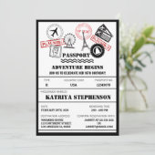 Airline Boarding Pass Geburtstag Erlebnis beginnt Einladung (Stehend Vorderseite)