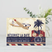 Airline Mariage de Destination Réservez la Date Einladung (Stehend Vorderseite)