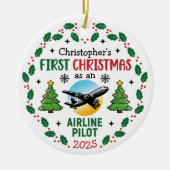 Airline Pilot First Christmas Personalized Keramik Ornament (Vorne)