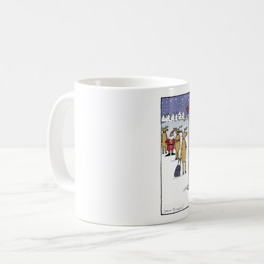 Airline Sleigh Security Cartoon Weihnachten Kaffeetasse (Vorderseite Links)