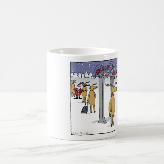 Airline Sleigh Security Cartoon Weihnachten Kaffeetasse (Mittel)