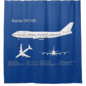 Airliner 747 - Flugzeugkonzept Zeichn Plan ABD Duschvorhang (Vorderseite)