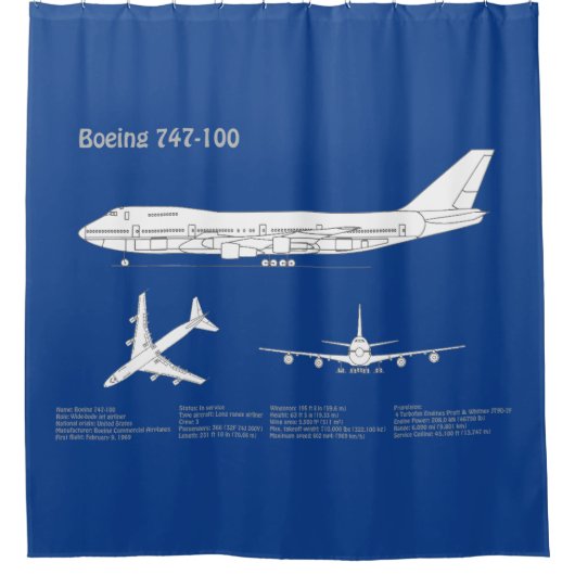 Airliner 747 - Flugzeugkonzept Zeichn Plan ABD Duschvorhang (Vorderseite)
