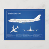 Airliner 747 - Flugzeugkonzept Zeichn Plan ABD Postkarte (Vorderseite)