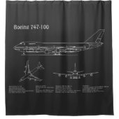 Airliner 747 - Flugzeugkonzept Zeichnend Pläne PD Duschvorhang (Vorderseite)