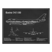 Airliner 747 - Flugzeugkonzept Zeichnend Pläne PD Fotodruck (Vorne)