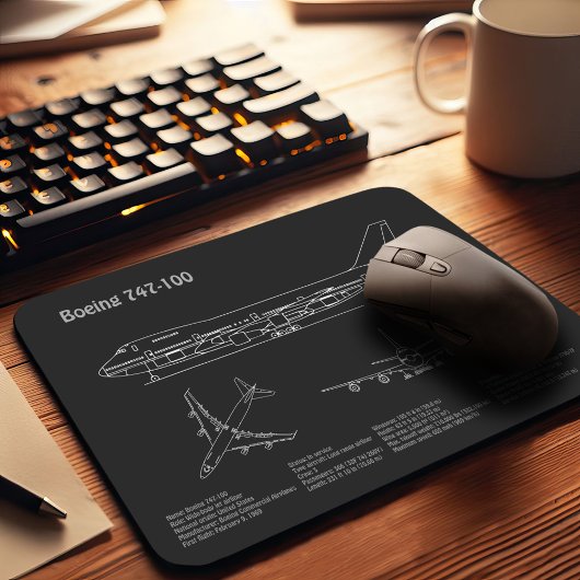 Airliner 747 - Flugzeugkonzept Zeichnend Pläne PD Mousepad
