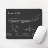 Airliner 747 - Flugzeugkonzept Zeichnend Pläne PD Mousepad (Mit Mouse)