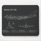 Airliner 747 - Flugzeugkonzept Zeichnend Pläne PD Mousepad (Vorne)