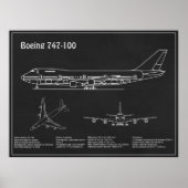 Airliner 747 - Flugzeugkonzept Zeichnend Pläne PD Poster (Vorne)