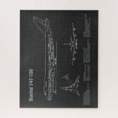 Airliner 747 - Flugzeugkonzept Zeichnend Pläne PD Puzzle (Vertikal)