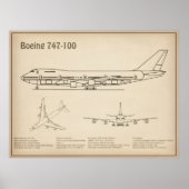 Airliner 747 - Flugzeugkonzept Zeichnend Pläne SD Poster (Vorne)