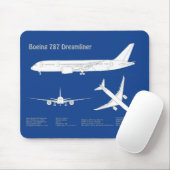 Airliner 787 - Flugzeugkonzept Zeichn Plan ABD Mousepad (Mit Mouse)