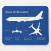 Airliner 787 - Flugzeugkonzept Zeichn Plan ABD Mousepad (Vorne)