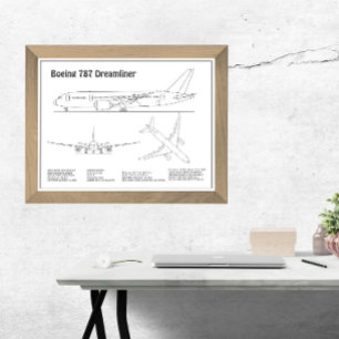 Airliner 787 - Flugzeugkonzept Zeichnend Pläne BD Fotodruck