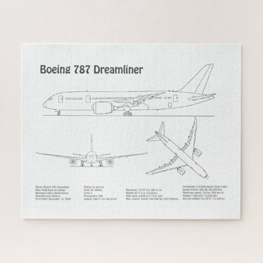 Airliner 787 - Flugzeugkonzept Zeichnend Pläne BD Puzzle (Horizontal)