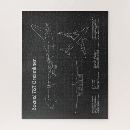 Airliner 787 - Flugzeugkonzept Zeichnend Pläne PD Puzzle (Vertikal)