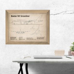 Airliner 787 - Flugzeugkonzept Zeichnend Pläne SD Fotodruck