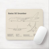 Airliner 787 - Flugzeugkonzept Zeichnend Pläne SD Mousepad (Mit Mouse)