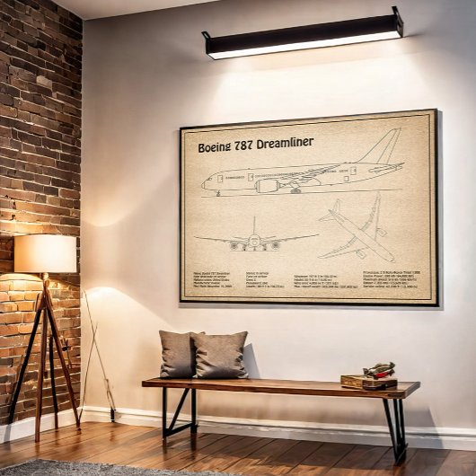 Airliner 787 - Flugzeugkonzept Zeichnend Pläne SD Poster