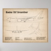 Airliner 787 - Flugzeugkonzept Zeichnend Pläne SD Poster (Vorne)