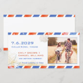 Airmail Beach Hochzeit Save the Date Fotokarte (Vorne/Hinten)