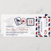 Airmail Boarding Pass Ticket Wedding Invitation Einladung (Vorne/Hinten)