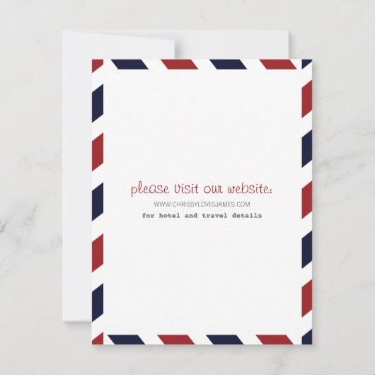 Airmail Celebration Card Save the Date Einladung (Rückseite)