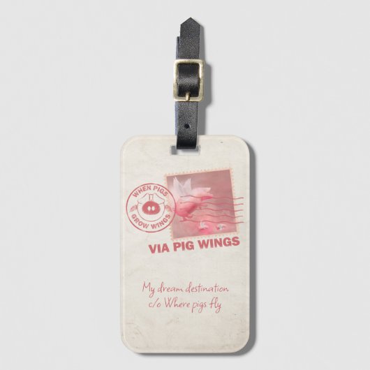 Airmail Flying Pig Postage Luggage Tag Gepäckanhänger (Vorderseite Vertikal)