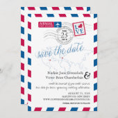 Airmail Heart New Jersey und Frankreich Save the D Save The Date (Vorne/Hinten)
