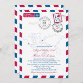 Airmail Heart UK und California USA Wedding Einladung (Vorne/Hinten)