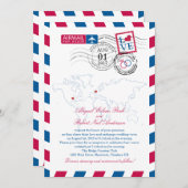 Airmail Heart UK und Missouri USA Wedding Einladung (Vorne/Hinten)