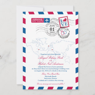 Airmail New York, Schottland und Griechenland Wedd Einladung