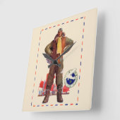 Airmail Pilot Quadratische Wanduhr (Winkel)