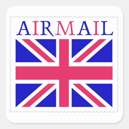 Airmail Union Jack Flag Quadratischer Aufkleber (Vorderseite)