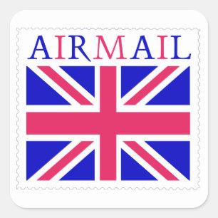 Airmail Union Jack Flag Quadratischer Aufkleber