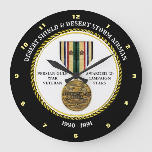 AIRMAN 2 STERNE / DESERT SHIELD & STORM GROßE WANDUHR (Vorderseite)